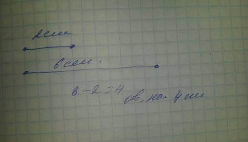 Начертить отрезок длиной 2 см.увеличьте его в три раза.начертите полученный отрезок.на сколько см пе