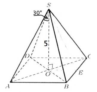 Вправильной четырехугольной пирамиде боковое ребро и высота образует угол 30°. найдите площадь основ
