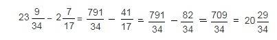 23 9/34 - 2 7/17 =? решите по этап но