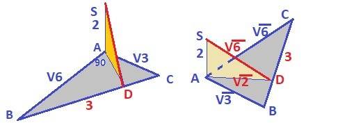 1) отрезок вs перпендикулярен плоскости треугольника авс и имеет длину 3 см. найдите расстояние от т