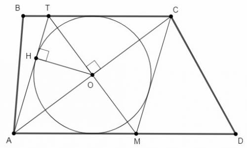 Через середину диагонали ac трапеции abcd перпендикулярно этой диагонали проведена прямая, пересекаю