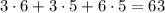 3\cdot6+3\cdot 5+6\cdot 5=63