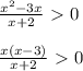 \frac{ x^{2} -3x}{x+2}\ \textgreater \ 0\\\\ \frac{x(x-3)}{x+2} \ \textgreater \ 0