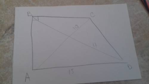 Найдите меньшее основание прямоугольной трапеции , если большее основание равно 15 , большая диагона