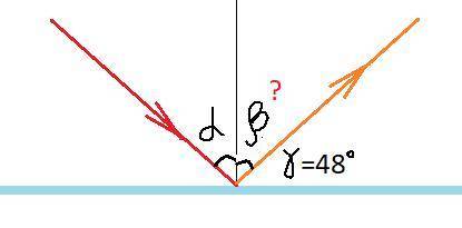 На плоское зеркало падает луч света. определи, чему равен угол отражения, если угол между отражённым