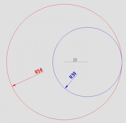 Расстояние между центрами окружностей, касающихся внутренним образом, 20 см, а радиус большей из них