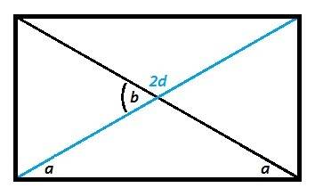 Знайдіть площу прямокутника якщо його діагональ дорівнює 2d і утворює зі стороною кут альфа.