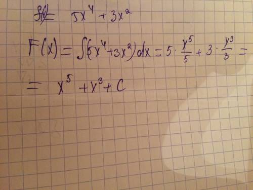 Найдите общий вид первообразной функции f(x)=5x^4+3x^2
