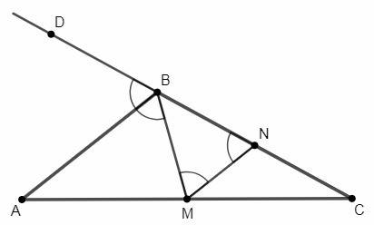 100 ! в треугольнике abc провели медиану bm. оказалось, что сумма углов a и c равна углу abm. найдит