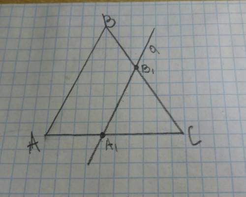 Начертить рисунок к ,только рисунок! : плоскость а(альфа),параллельная стороне ав треугольника авс,п