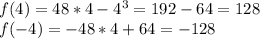 f(4)=48*4-4^3=192-64=128\\f(-4)=-48*4+64=-128