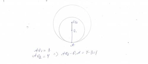 Круга касаются внутренним образом. укажите расстояние между центрами кругов если их радиусы равны 3