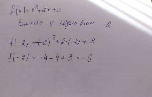 Для функции f(x)=-x^2+2x+3 найдите f(-2)