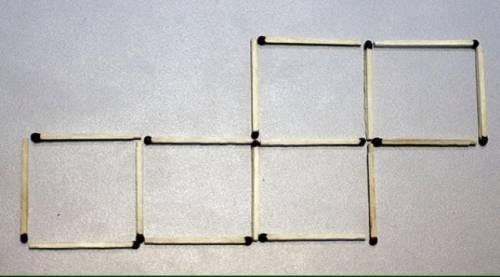 Переложите две палочки так чтобы получилось 5 квадратов