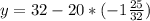 y=32-20* (-1\frac{25}{32} )