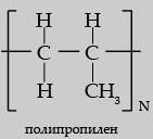 Из формул, найдите структуру полипропилена и запишите реакцию, по которой его получают