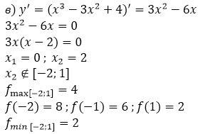 Дана функция у=х^3 –3х^2+4 найдите: а) промежутки возрастания и убывания функции б) точки экстремума