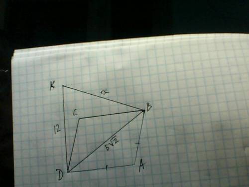 Іть будь ласка, до площини квадрата авсд проведено перпендикуляр дк довжиною 12см. діагональ квадрат