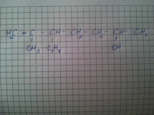 Написать формулы соединений: а) 2-метил-пропилгексен-1ол-6; б) бутаналь.