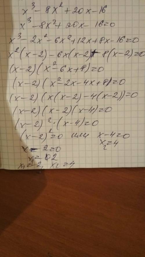 Найти корень уравнения x^3-8x^2+20x-16 15
