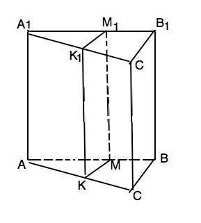 Площадь боковой поверхности треугольной призмы = 24. через среднюю линию основания проведена плоскос