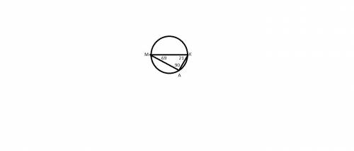 Mk-диаметр окружности, а-точка на окружности. найдите угол амк, если угол акм =21. модете с рисунком