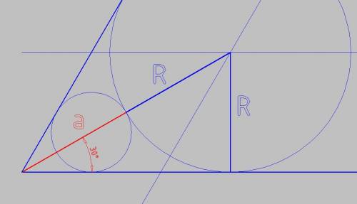 Вугол,величина которого равна 60°, вписано две окружности,которые внешне касаются друг друга. найдит