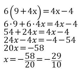 Найдите корень уравнения 6(9+4х)=4х-4.в подробностях