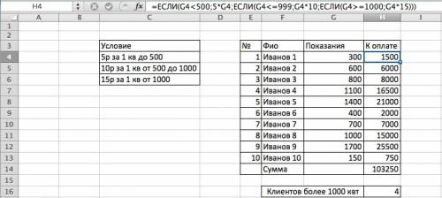 Нужна формула в exel компания по снабжению электроэнергией взимает плату с клиентов по тарифу 5 рубл