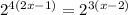 {2}^{4(2x - 1)} = {2}^{3(x - 2)}