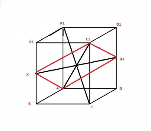 Куб abcda1b1c1d1 рассечен на два многоугольника плоскостью проходящей через середину ребра bb1 перпе