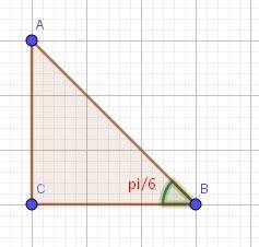 Впрямоугольный треугольник,один из углов которого равен ,случайным образом бросается точка.какова ве