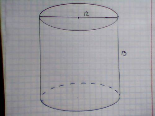 Найти боковую и полную поверхности цилиндра его объем если образующая цилиндра равна 13см диаметр ос