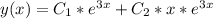 y(x)=C_1*e^{3x}+C_2*x*e^{3x}