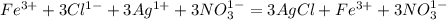 Fe^{3+} +3Cl^{1-} + 3Ag^{1+}+3NO_{3}^{1-} = 3AgCl+Fe^{3+} +3NO_{3}^{1-}