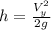 h=\frac{V_{y}^{2}}{2g}