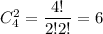 C^2_4=\dfrac{4!}{2!2!}= 6