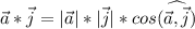 \vec{a}*\vec{j}=| \vec{a}|*|\vec{j}|*cos(\widehat{ \vec{a},\vec{j}})