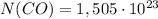 N(CO)=1,505\cdot10^{23}