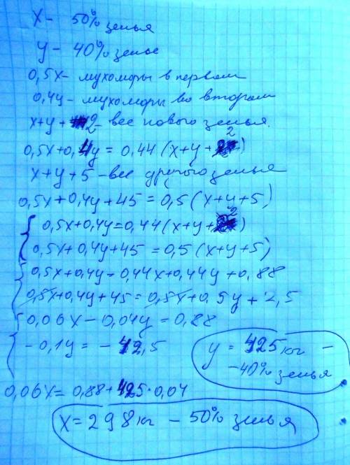 Сбаба-яга готовит зелье из настоек мухоморов разной концентрации. сперва она смешала 50%-ный и 40%-н