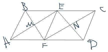 Пусть e и f – середины сторон bc и ad параллелограмма abcd. найдите площадь четырехугольника, образо
