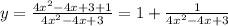 y = \frac{4 {x}^{2} - 4x + 3 + 1}{4 {x}^{2} - 4x + 3} = 1 + \frac{1}{4 {x ^{2} - 4x + 3}}