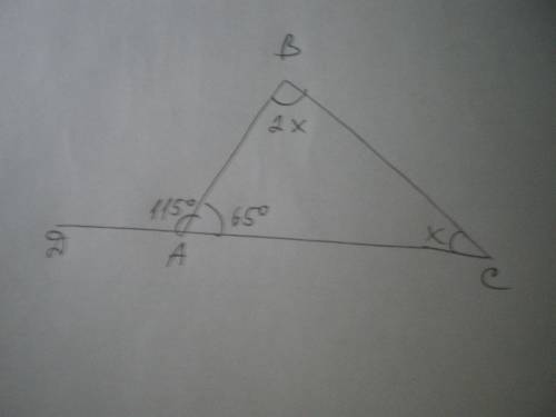Один із внутрішніх кутів трикутника у 2 рази більший, ніж другий, а зовнішній кут при третій вершині