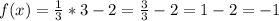 f(x) = \frac{1}{3}*3 - 2= \frac{3}{3} - 2 = 1 - 2 = -1