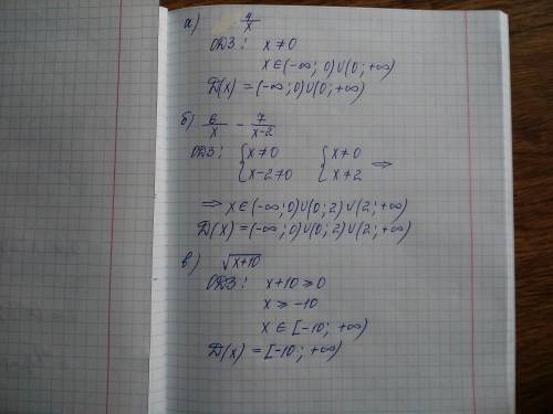 Найти d(x) a) 4/x b) 6/x-7/x-2 в) корень из x+10