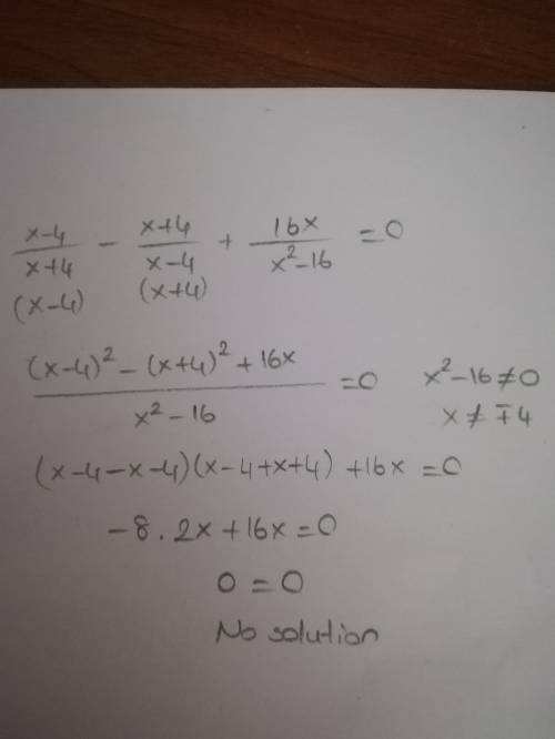 (х-4/х++4/(х-4)+(16х/х^2-16)=0 /-деление дроби