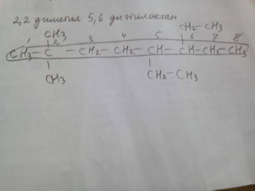 Напишите структурную формулу 2.2 диэтил 5.6 диэтилоктан