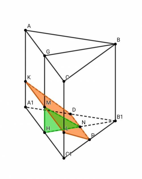 Через середины двух сторон основания правильной треугольной призмы под углом 30° к основанию проведе