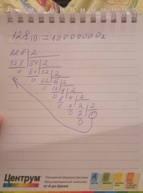 Переведите число 128 из десятичной системы счисления в двоичную, восьмеричную, шестнадцатеричную.
