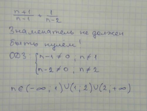 Определи допустимые значения переменной n+1 + 1 n-1 n-2 это типо дробь